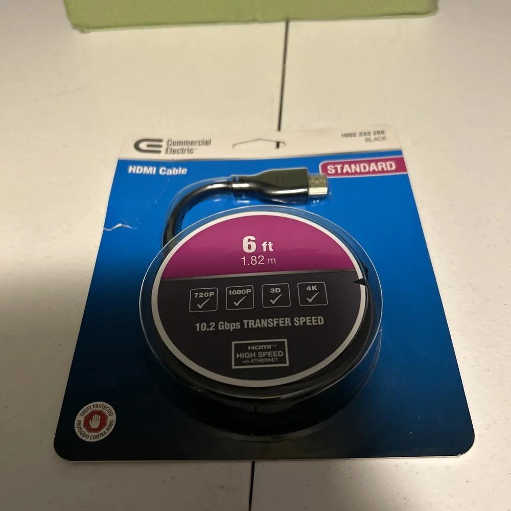 Commercial Electric Standard Black HDMI 6ft. Cable Model -1002‎ 233 266